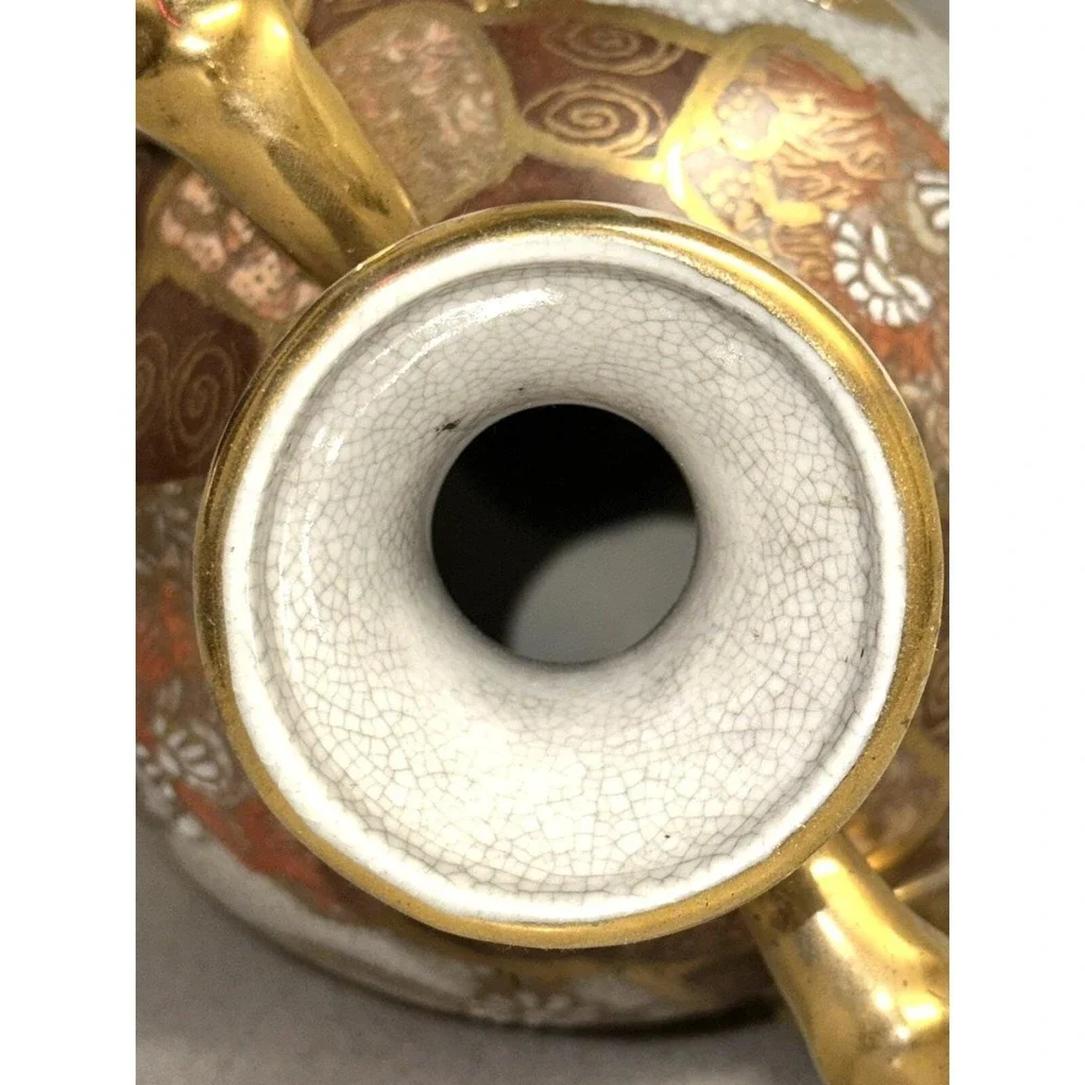 Antique Chinese Qing Dynasty Qianlong Mark Bottle Vase Famille Rose Gilt 16
